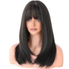 Wholesale of new European and American style wigs for long hair, natural full head covers, long straight hair with inwardly folded air bangs Specification image